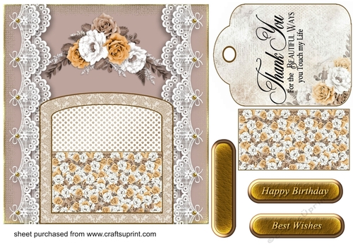 Chocolate and caramel roses pocket tag card front 4
