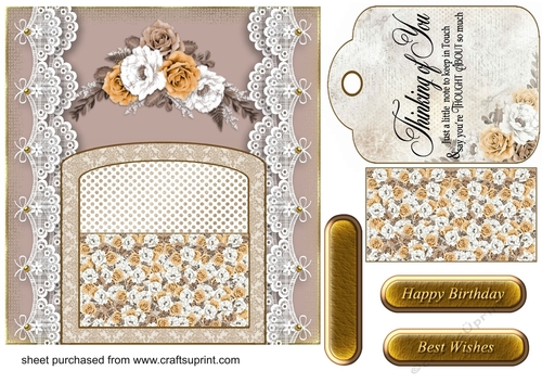 Chocolate and caramel roses pocket tag card front 5