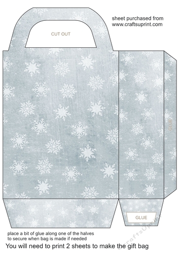 Grey flakes of snow gift bag 