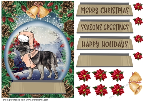 Christmas pup in hat and scarf card front 4