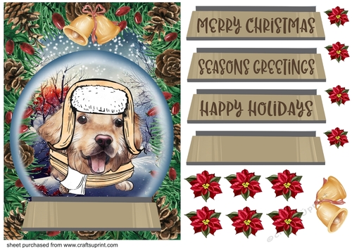 Christmas pup in hat and scarf card front 5
