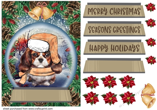 Christmas pup in hat and scarf card front 9