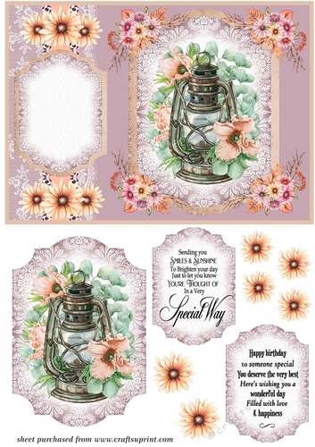 Floral lantern card front