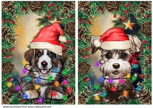 2 Christmas tree light dog card fronts 4