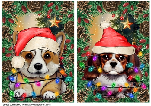 2 Christmas tree light dog card fronts 5