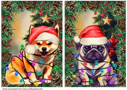 2 Christmas tree light dog card fronts 6