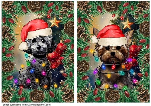 2 Christmas tree light dog card fronts 7
