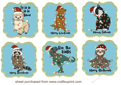 6 Christmas fairy light animal toppers