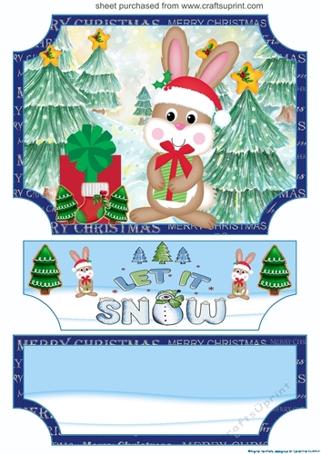 Let it snow rabbit easel topper and layered stopper(no base)