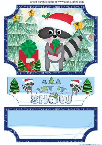 Let it snow raccoon easel topper and layered stopper(no base)