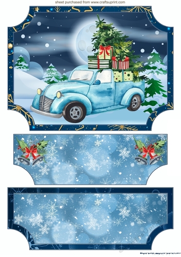 Blue Christmas truck easel topper and stopper(no base)