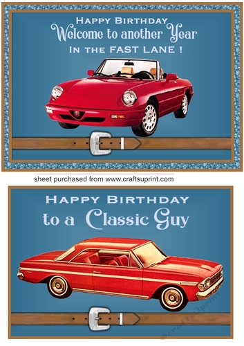 Vintage car card front with choice of topper 3