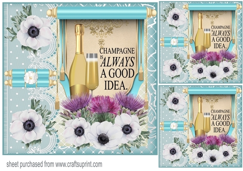 3 Champagne is always a good idea card front/toppers