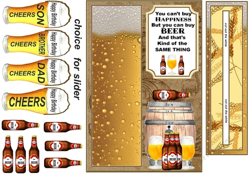 Male relation beer Birthday penny slider card front