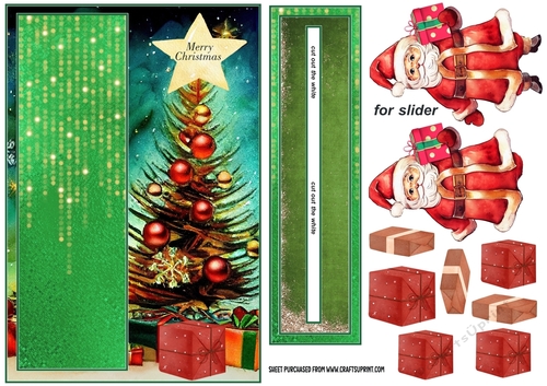 Santa with present penny slider card front 1