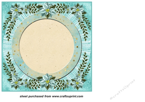 Turquoise poinsettia blank Christmas insert