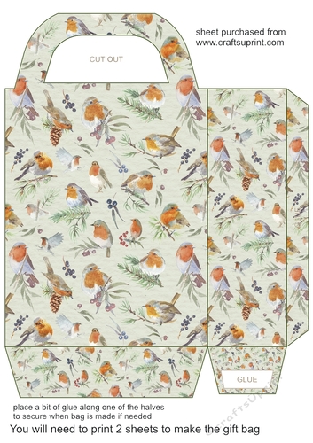 Christmas robins gift bag C