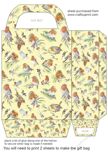 Christmas robins gift bag D
