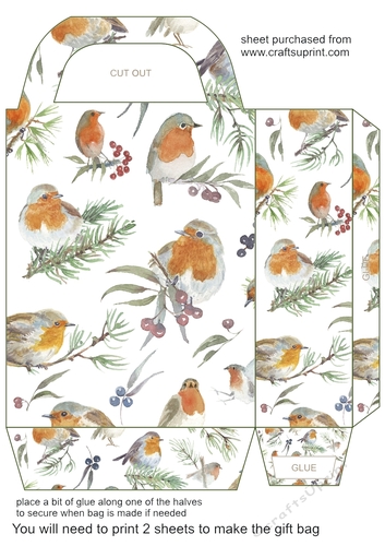 Christmas robins gift bag 2