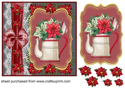 Christmas poinsettia kettle card front