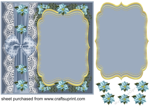Light blue Christmas poinsettia card front(blank)