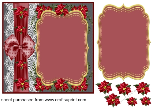 Red Christmas poinsettia card front(blank)
