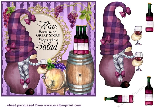Wine not salad gnome wine card front
