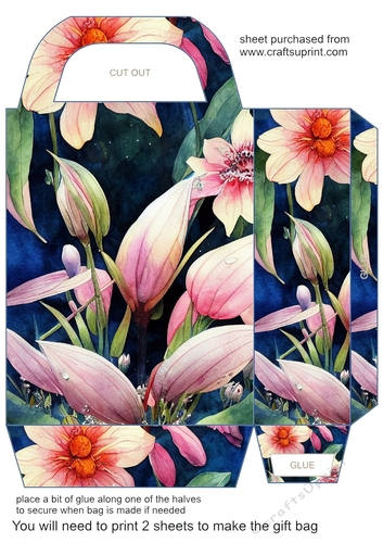 Blue and pink floral gift bag 2