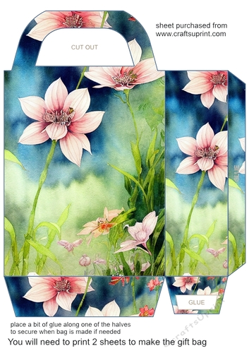 Blue and pink floral gift bag 3