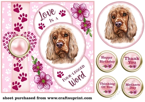Pink Love is a four legged word card front 3
