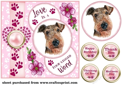 Pink Love is a four legged word card front 4