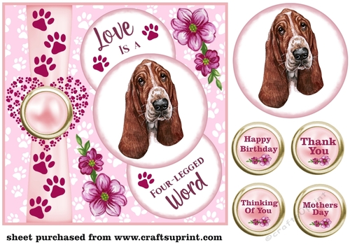 Pink Love is a four legged word card front 5