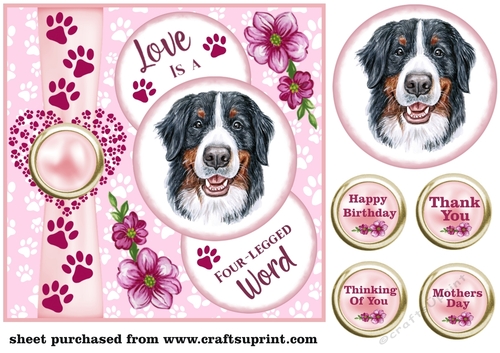 Pink Love is a four legged word card front 6