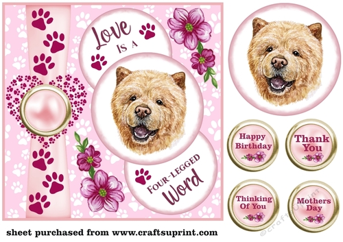 Pink Love is a four legged word card front 7