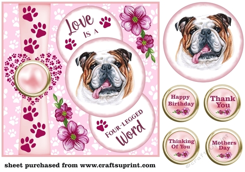 Pink Love is a four legged word card front 8