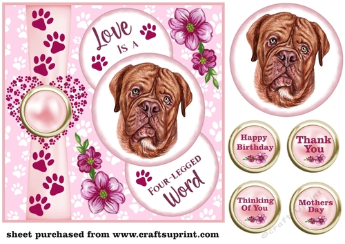 Pink Love is a four legged word card front 10