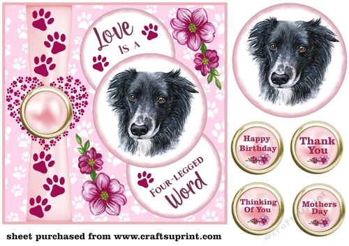 Pink Love is a four legged word card front 13
