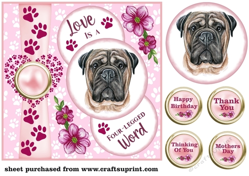 Pink Love is a four legged word card front 14