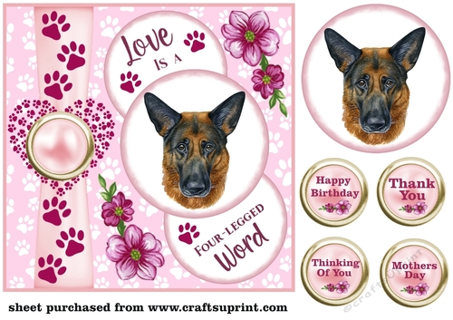 Pink Love is a four legged word card front 15