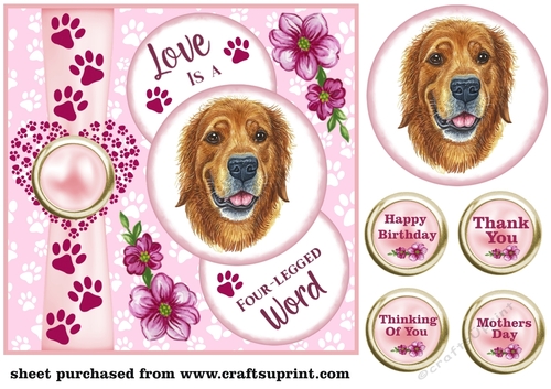 Pink Love is a four legged word card front 16