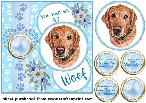 Blue you had me at woof Labrador sympathy card front 2