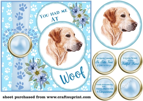 Blue you had me at woof Labrador sympathy card front 4