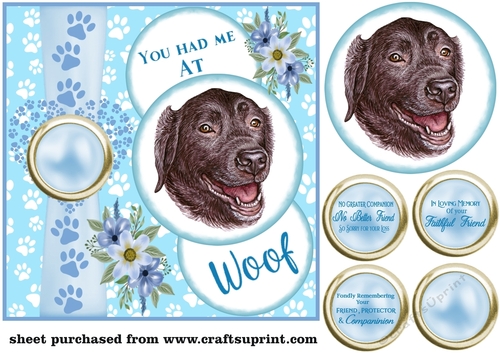 Blue you had me at woof Labrador sympathy card front 5