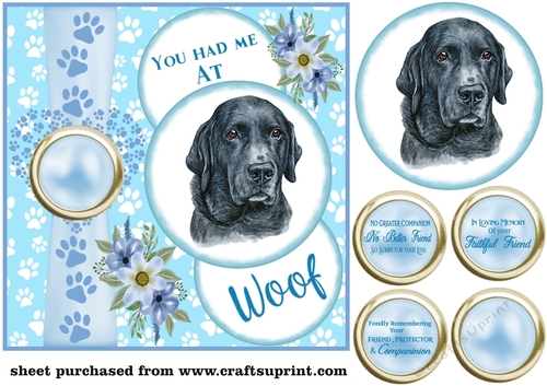 Blue you had me at woof Labrador sympathy card front 6