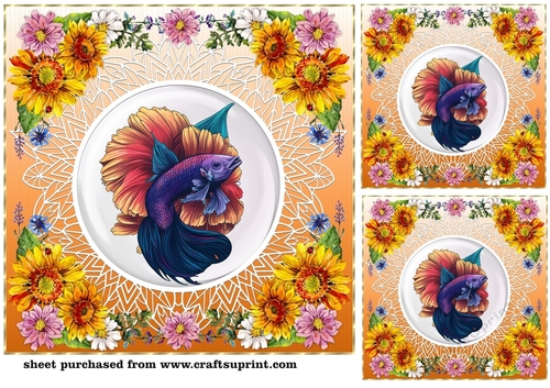 3 Floral Beta fish card front/toppers 5