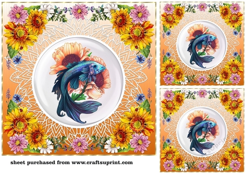 3 Floral Beta fish card front/toppers 9