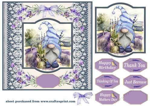 Lavender gnome card front 1
