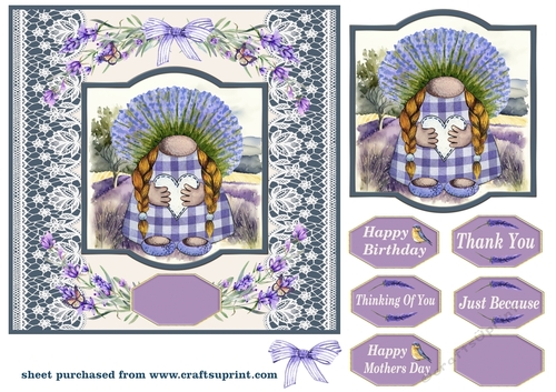 Lavender gnome card front 3
