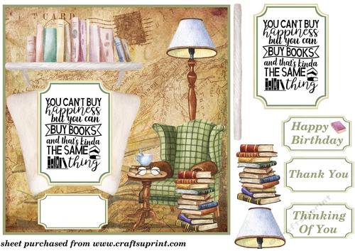 Reading themed card front 3