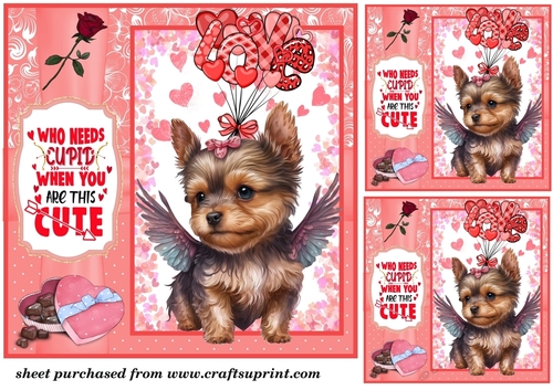 3 Who needs Cupid card front/toppers 10